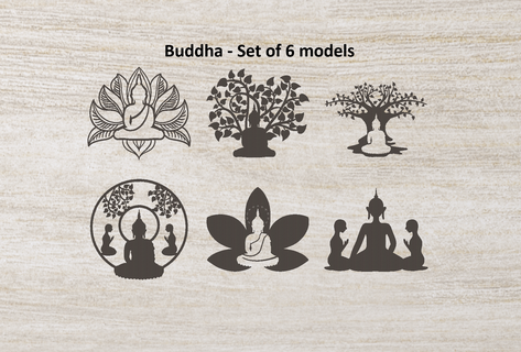buddha - 6 models decoration new gautama siddhartha ornament 3d print model - Mito3D