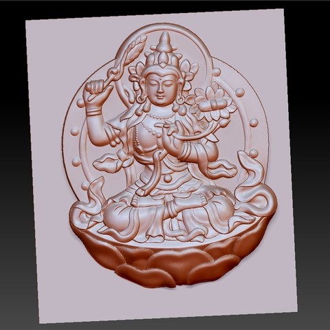 buda bodhisattva art buddhism woman zen oriental japan china sculpture statue artcam cnc 3d religon prayer guanyin wenshu kuan-yin 3D print model - Mito3D