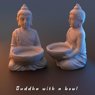 Buda tigela estátua alimentador pássaros banho Pássaro livre Chá leve plantar jardim arte 3d print model - Mito3D