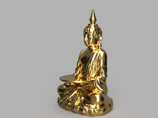 buda vela soporte hogar casa decoración espiritual meditación zen estatua oro porta relajación escultura 3d print model - Mito3D