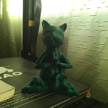 buda gato a arte estátua neko meditação zen yoga 3d print model - Mito3D