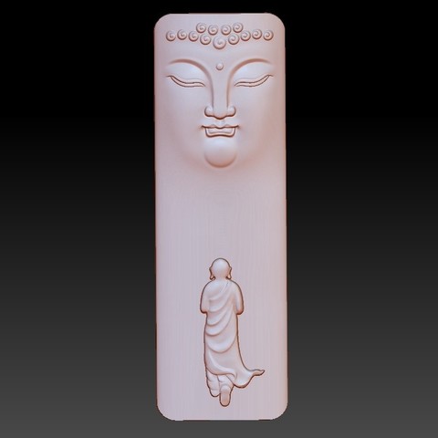 cara de buda monje art el zen colgante la joyería jade grabado cnc 3d bajorrelieve escultura china budismo relieve 3D print model - Mito3D