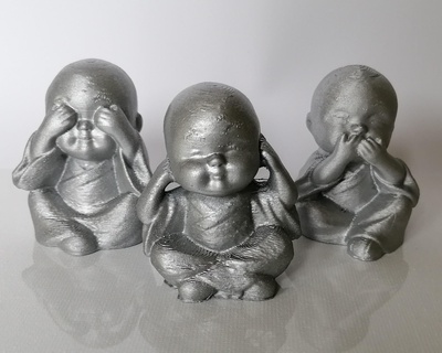 buddha sentire vedere parlare 3 stl statua decorazione adoratore 3d print model - Mito3D