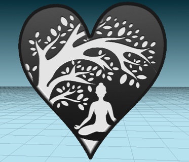 Bouddha arbre cœur spirituel relaxation yoga bouddhisme décoration image illustration 3d print model - Mito3D