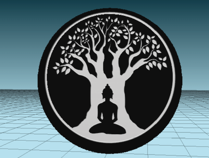 buddha albero vita spirituale rilassamento yoga buddismo decorazione immagine illustrazione 3d print model - Mito3D