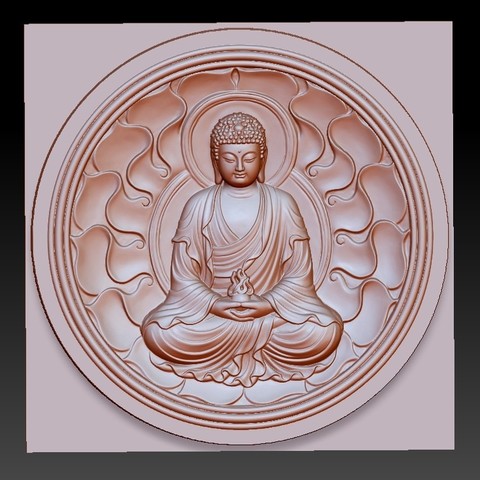 budhha art buddhism religon buddha character statue sculpture cnc 3d engraving emboss bas-relief china japan zen artcam 3D print model - Mito3D