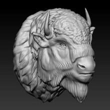 bufalo bisonte americano architettura bull muro interni animale 3d print model - Mito3D