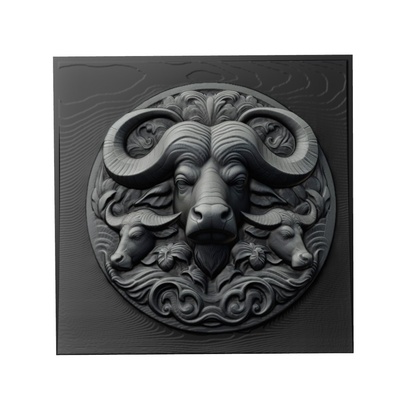 búfalo animal alívio arte animais yeggi mito3d fracasso google pingentes medalhão relief wall art parede 3d print model - Mito3D