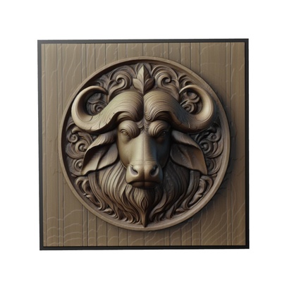 buffle animal soulagement art animaux yeggi mito3d buste google pendentifs médaillon relief wall mur 3d print model - Mito3D