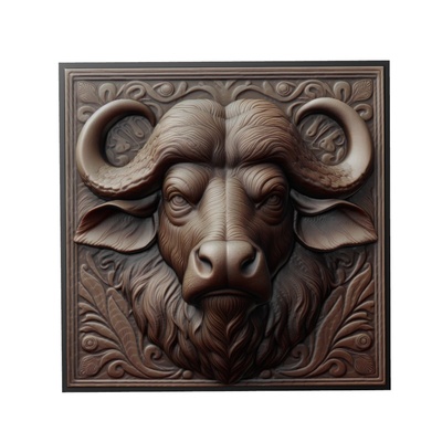 buffle animal soulagement art animaux yeggi mito3d buste google pendentifs médaillon relief wall mur 3d print model - Mito3D