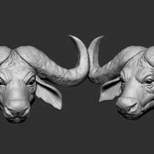 buffalo head art old bison sculptures beef neat african ox bull bovine cape animal 3d print model - Mito3D