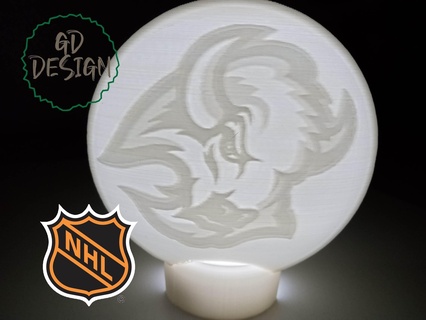 buffle sabres hockey palet lumière bougie chauffe plat LNH cor sports 3d print model - Mito3D