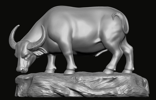 búfalo estatua 3d impresión modelo animal colgante pendiente escultura medallón joyería joya alivio bas Arte esculturas 3d print model - Mito3D