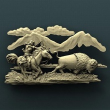 buffalo art la cnc panno un soulagement sculpté 3d stl modèle 3d print model - Mito3D