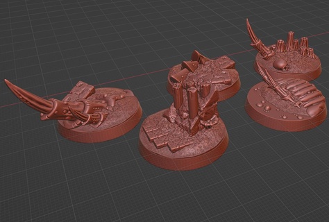 bug infested bases 32mm x5 terrain wh40k wargaming tyranid alien spore legion chaos base xenos city miniature 3d print model - Mito3D