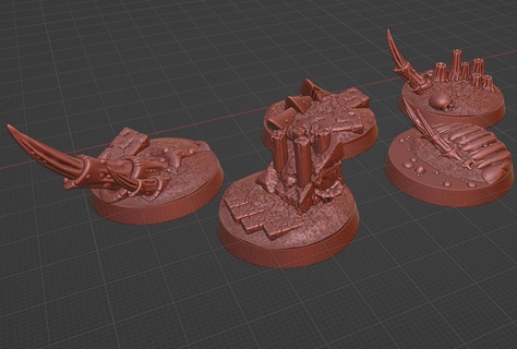 Fehler befallen Basen 32mm x5 Terrain wh40k Wargaming Tyranid Außerirdischer Spore Legion Chaos Base Xenos Stadt Miniatur 3d print model - Mito3D