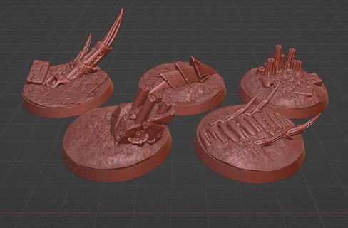 bug infestato basi 40mm x5 terreno wh40k wargaming tiranide alieno spore legione caos base xenos città miniatura 3d print model - Mito3D