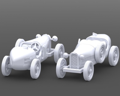 Bugatti tip 35 oyuncak araba destekler Bedava kolay Yazdır birleştirmek tarihi eski araç 1 24 ölçek takım montaj yazdırılabilir 3d print model - Mito3D
