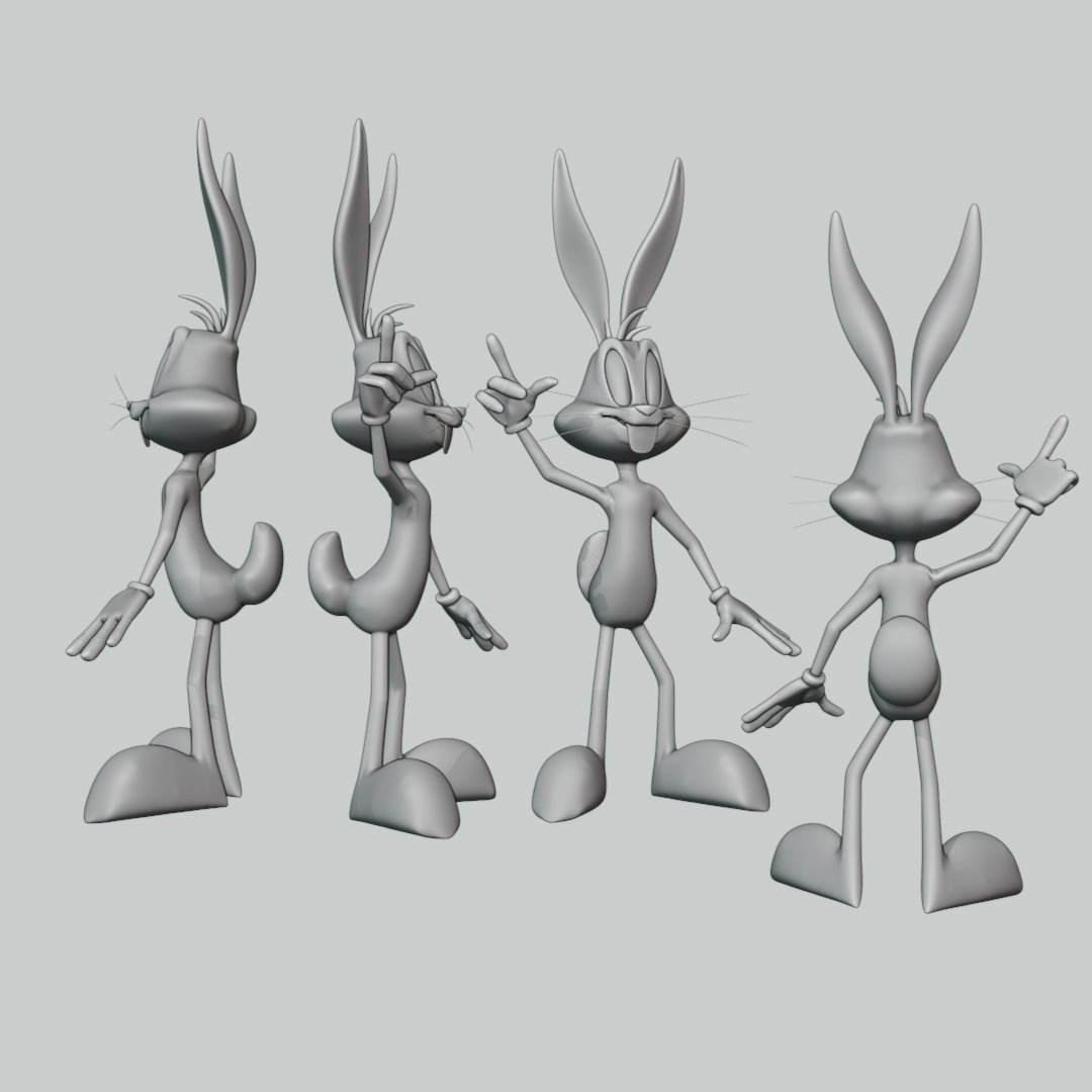 böcekler tavşan Looney melodiler Bugsbunny karikatür ağ Çizgi film yayın ağı nergiz ördek 3D print model - Mito3D