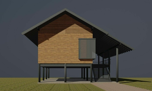 edificio 2330 casa hogar tropical barandilla escalera ventana puerta terraza cubierta 3d print model - Mito3D