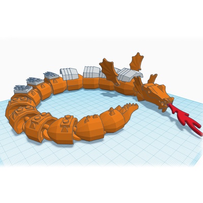 bâtiment bloquer flexi dragon jeu brique feu ailes jouet 3d print model - Mito3D