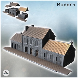building paved sidewalk inclined access two side wings intact version 27 - modern ww2 ww1 world war diaroma wargaming rpg mini hobby Game architecture tabletop miniatures scenery wargame game terrain accessories normandy west contempory flames yankee walking crisis bolt 3d print model - Mito3D