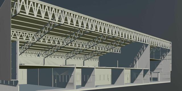 bâtiment section 2334 entrepôt usine structure construction plan charpente Cadre ingénierie architecture 3d print model - Mito3D