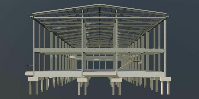 construção estrutura 2339 armazém arquitetura coluna trave chão casa cobertura fábrica indústria gable Engenharia 3d print model - Mito3D