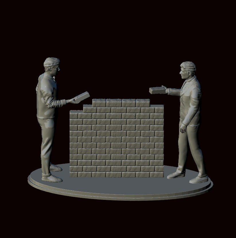 building wall men build decor trophy brick art man base mortar contruction 3D print model - Mito3D