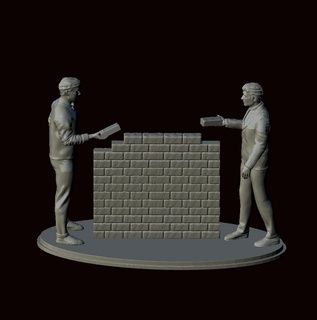 construção parede homens Construir decoração troféu tijolo arte homem base argamassa 3d print model - Mito3D