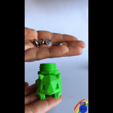 bulbasaur flasche deckel container charmander game boy farbe spiel junge poly nintendo pixel pokémon pokemons zahlen spielzeug video 3D print model - Mito3D