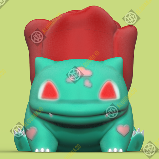 bulbasaur amore + rosa scatola gioco Pokemon San Valentino regalo febbraio 14 3D print model - Mito3D