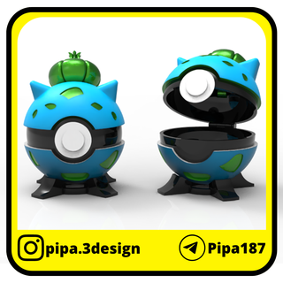 Bulbasaur Pokeballs Lager Container Pokémon 3d print model - Mito3D
