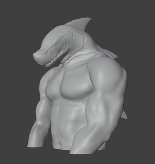 volumineux requin populaire buste 3d print model - Mito3D