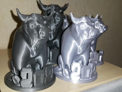 taureau symbole 2021 bonheur argent sculptures bustes art 3d print model - Mito3D