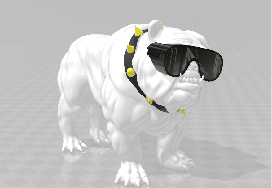 bull american dog mascot project goggles muscles guardian 3D print model - Mito3D