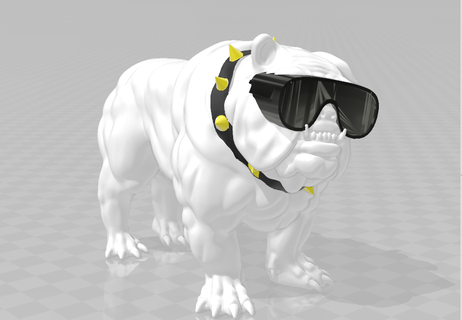 Toro americano cane mascotte progetto occhiali muscoli custode 3d print model - Mito3D