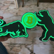 bull & bear bitcoin sign signs 3d print model - Mito3D