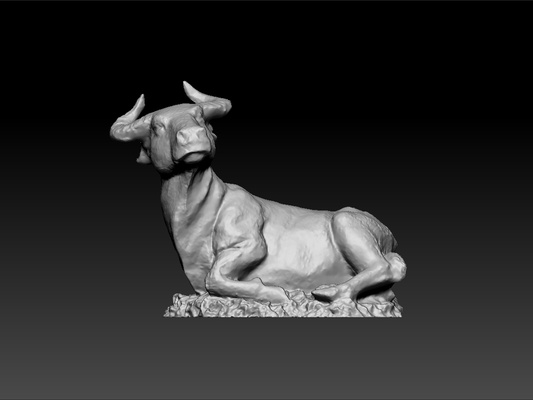 bull - big cow sitting decorative on desk test model amazing animal royal beauty beautiful shiny royality 3d print model - Mito3D