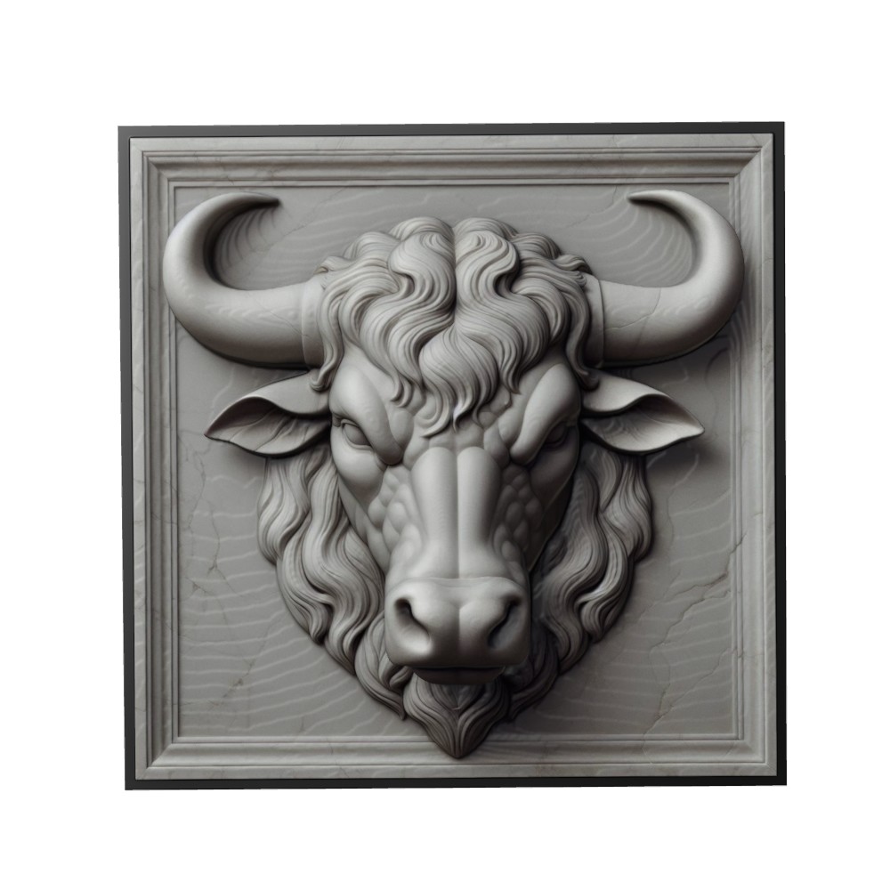 toro animale sollievo arte animali yeggi mito3d fallimento google ciondoli medaglione animal relief wall art parete 3D print model - Mito3D