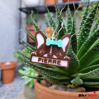 bull dog identification badge cat mascot bone keychain 3d print model - Mito3D
