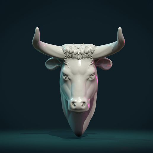 Toro testa montato fallimento animale statua scultura mucca mammifero astratto vitello 3D print model - Mito3D