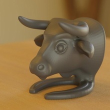 bull head statue stand high-poly 3d print model - Mito3D