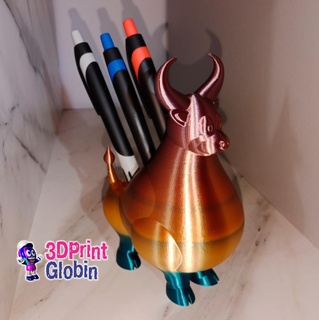 touro suporte búfalo lápis escritório estude casa arte decoração animais escrivaninha canetas organizador 3d print model - Mito3D