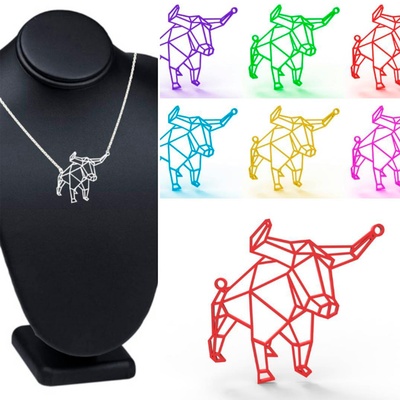 bull necklace 3d printing art fashion jewelry polygonal stl fastprint 3d print model - Mito3D