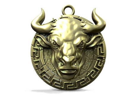 bull pendant jewelry animal jewel art 3d print model - Mito3D
