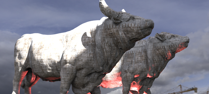 touro escultura 2 designs animal Cortar toro carne estátua arte esculturas gado vaca 3d print model - Mito3D