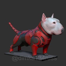 bull terrier art fighting dog pit robot android cyborg anima rottweiler husky wolf bassethound breed miniatures figurines 3d print model - Mito3D