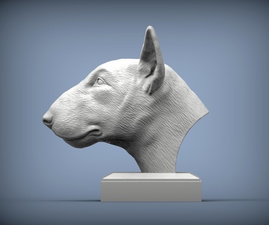 toro terrier 3d impresión modelo Arte Bull perro naturaleza mamífero animal mascota escultura estatuilla presente esculpir esculturas estatua imprimible busto 3d print model - Mito3D