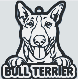 bull terrier keychain stl dog race white black 3d printing charm quality canine personality exceptional design lovers 3d print model - Mito3D